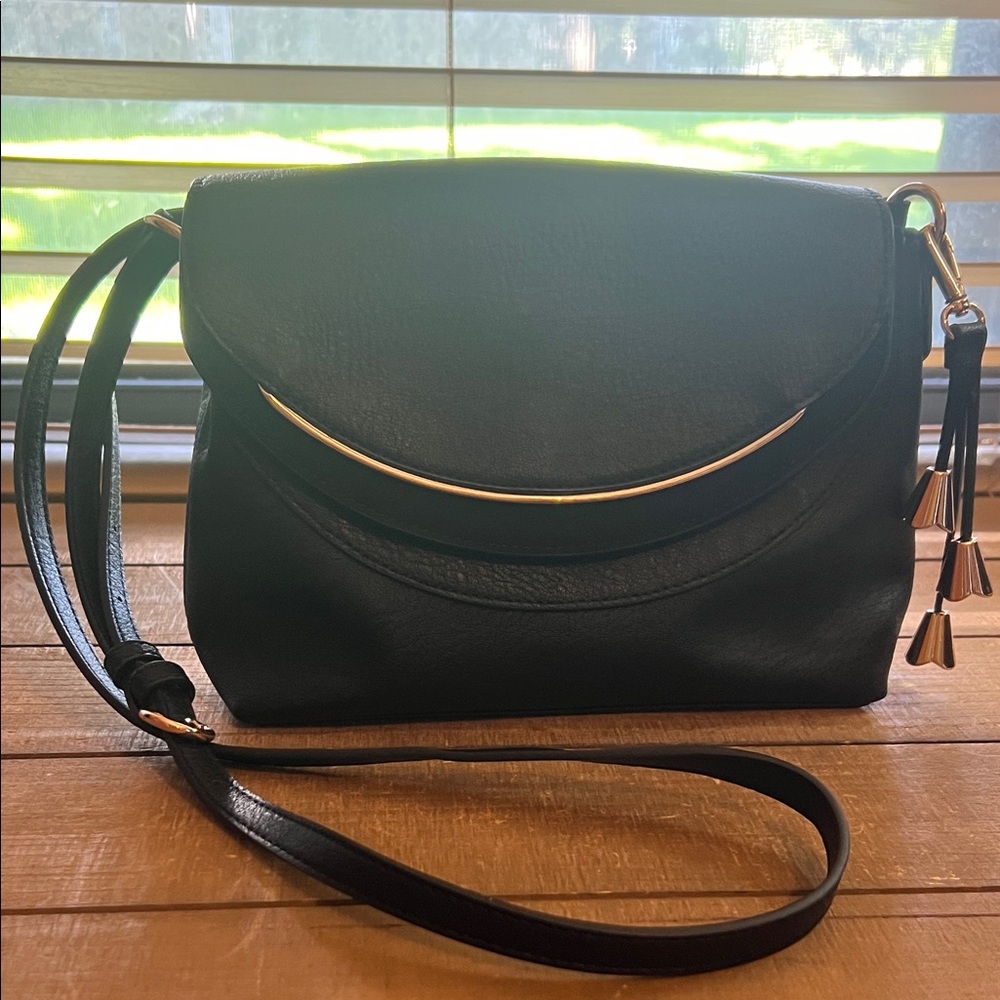 LC Lauren Conrad Black Crossbody Bag with Gold Accent